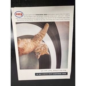 Vintage 1960 ESSO Magazine Ad Butyl Tires Cat Car Culture Petroliana Print